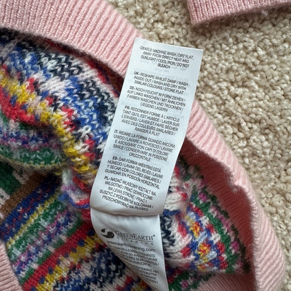 Boden Pink Fair Isle Santa Tree Skiers Women’s Holiday Sweater Size Medium, EUC - Picture 9 of 11